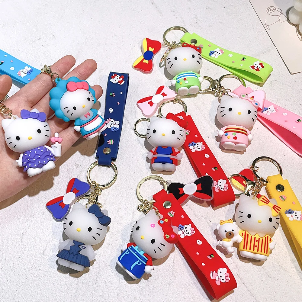 Kawaii Sanrio Hello Kitty Keychain Cartoon Car Key Ring Backpack Pendant Girl Heart Ornaments Children Birthday Festival Gifts