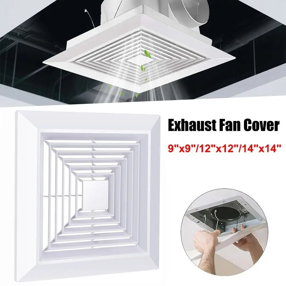 

New With Spring Exhaust Fan Cover Square White Mounted Grille Replacement Accessories Ceiling or Wall