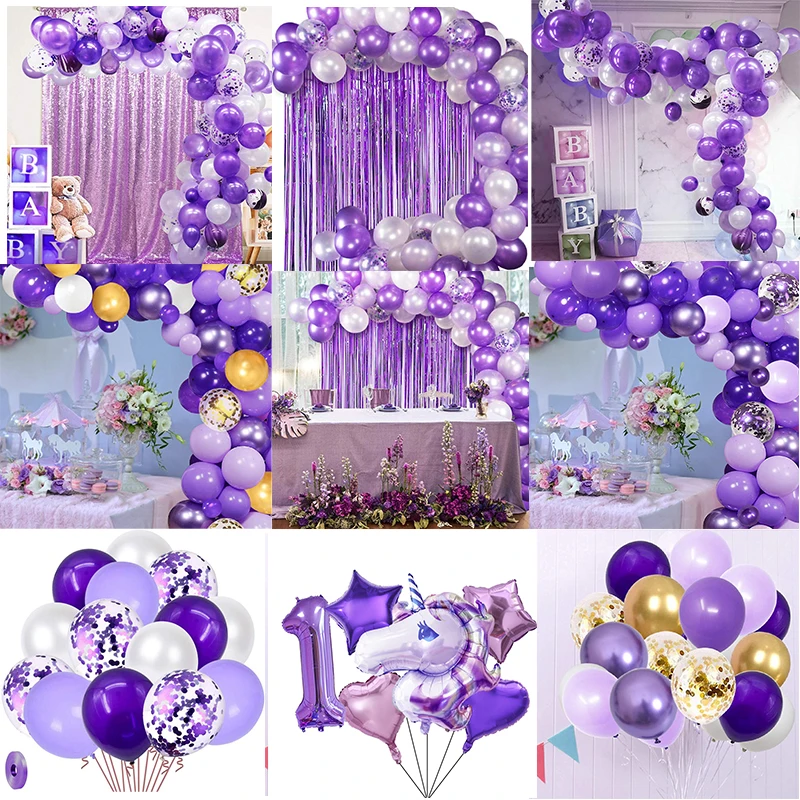 

Purple Balloons Garland Arch Kit for Purple Unicorn Birthday Theme Wedding Baby Shower Graduation Party Backdrop Decorations