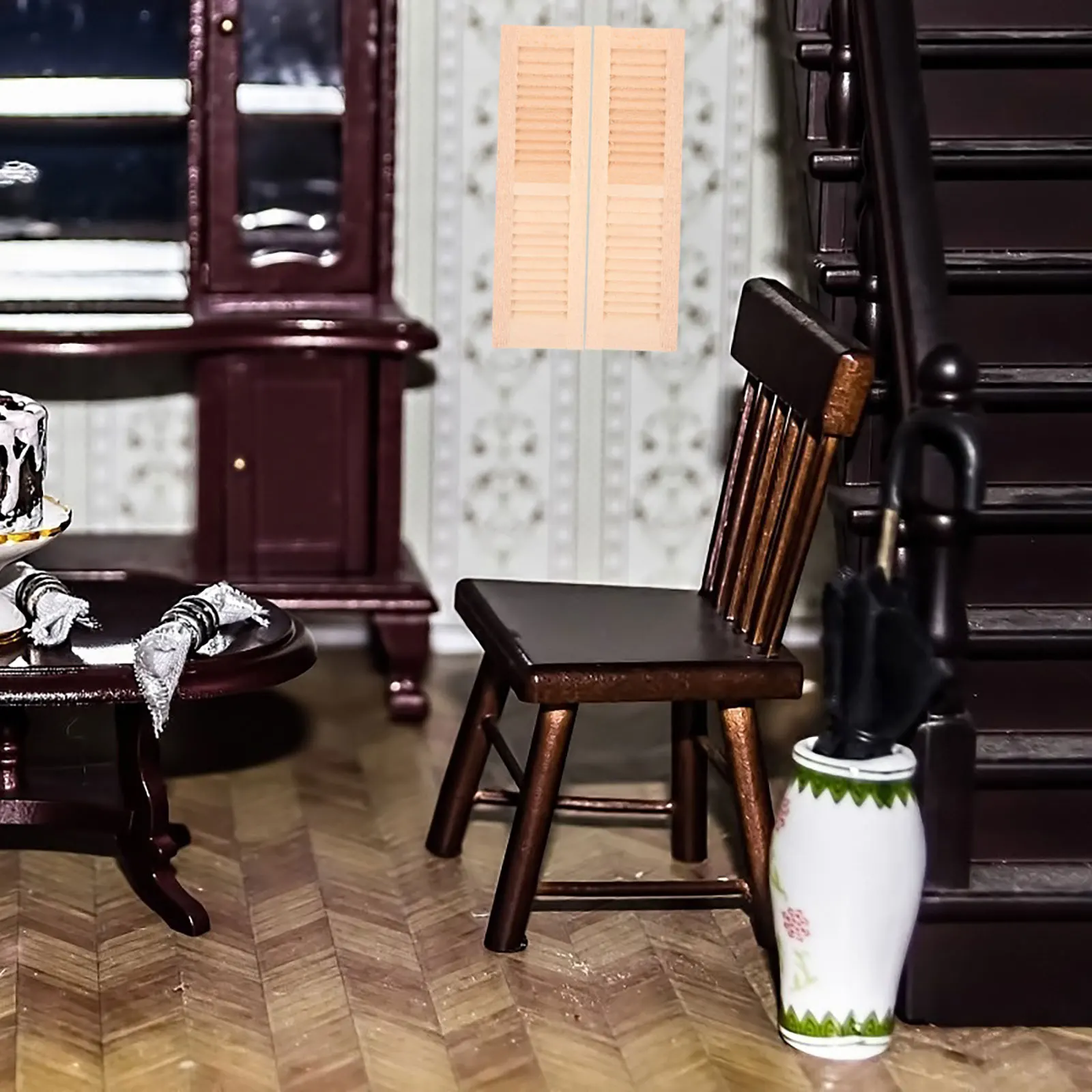 

2pcs Miniature Shutters Wooden Accessories Dollhouse Decor Simple Realistic Strong Storage Toy