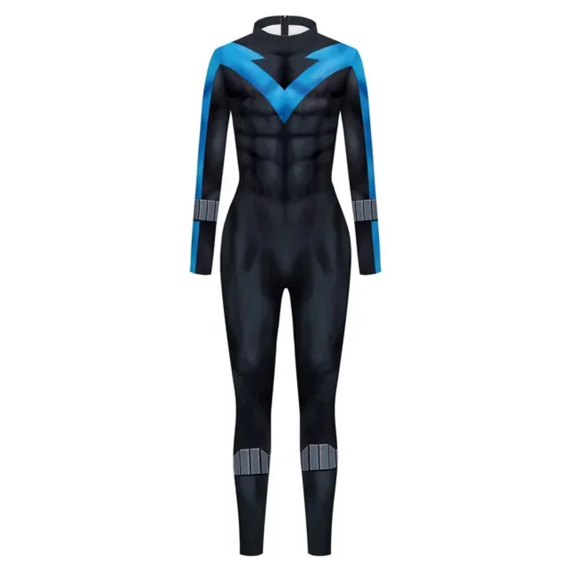 Superhero Nightwing Men Cosplay Zentai Bodysuit Dick Grayson Jumpsuit Costume Halloween Party Cosplay Catsuit Spandex