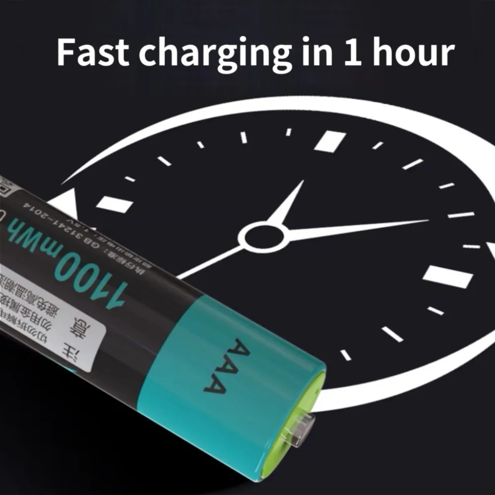 ZNTER 1.5V AAA แบตเตอรี่ชาร์จ 1100mWh USB แบตเตอรี่ลิเธียมโพลิเมอร์คีย์บอร์ดของเล่นนาฬิกาแขวนแบตเตอรี่