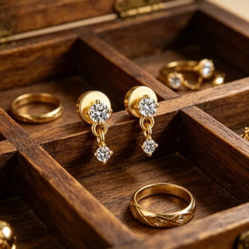 Elegant Cubic Zirconia Screw Back Stud Earrings, Cartilage Piercing Jewelry For Daily Wear & Party Occasions