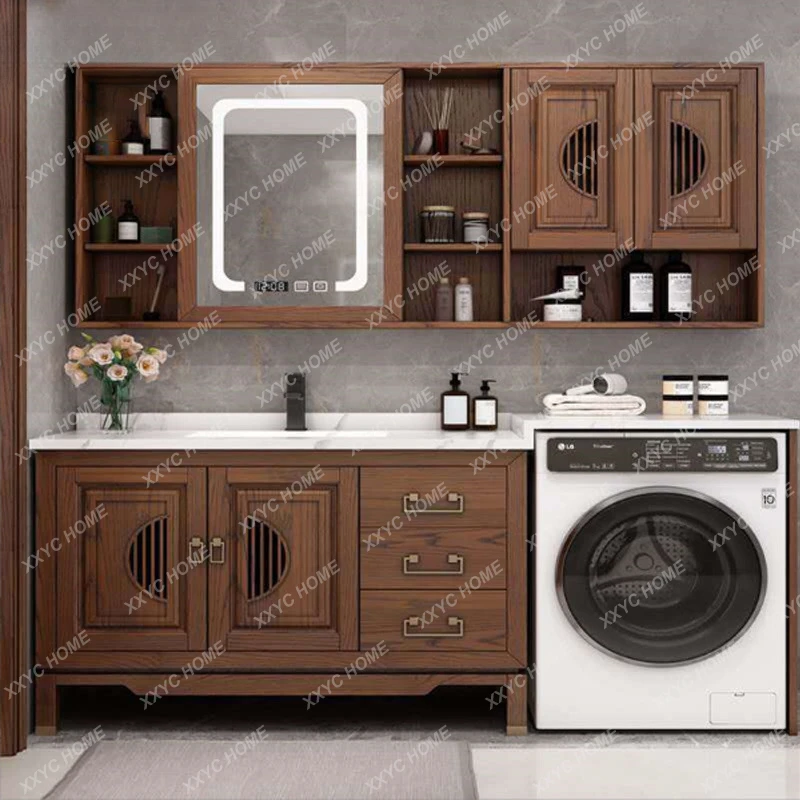 Washing Machine Cabinet Combination Bathroom Table Wash Basin Stone Plate Bathroom Cabinet