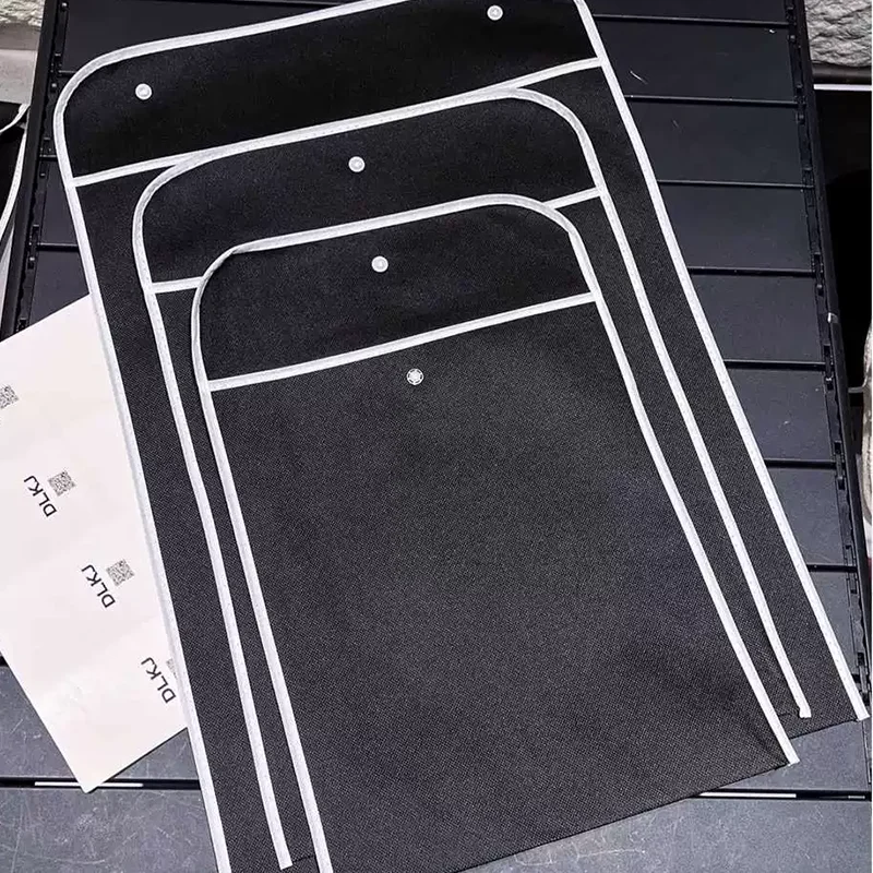 50Pcs Non Woven Bags with Buttons Shopping Bags Promotional Recyclable Bags Tote Gift Bags Custom Printing Logo Free Design - view 5