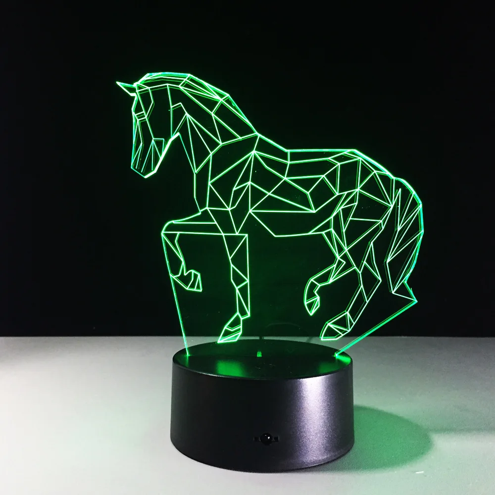 Usb Novelty Gifts 7 Colors Changing Animal Luces Navidad Horse Led Night Lights 3d Led Desk Table Lamp As Home Decoration