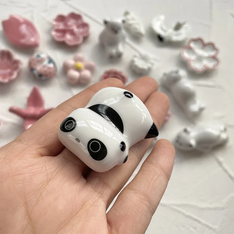 Cute Panda Shape Ceramic Ware Porcelain Spoon Chopstick Holder Japanese Chopstick Rack Kitchen Dining Tableware Rest Stand Decor