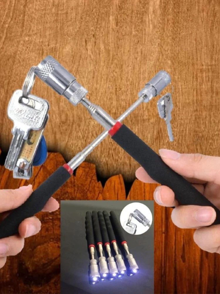 1pc Telescopisch Verstelbaar Magnetisch Pick-Up Gereedschap LED-lichtmagneet Lang Uitschuifbaar Lang bereik 70cm - afbeelding 2