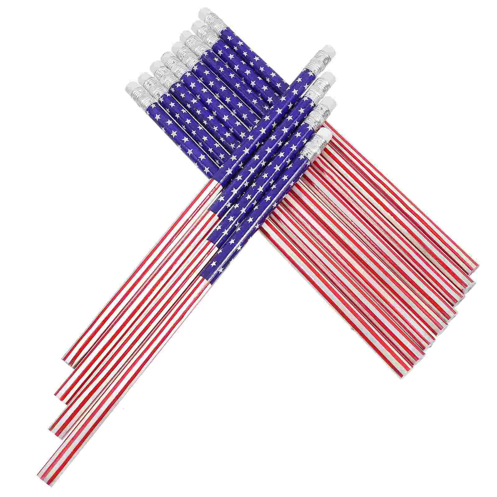 

60 Pcs Portable Colored Pencils Child Usa Patriotic Themed Pens Aluminum 4th of July Writing