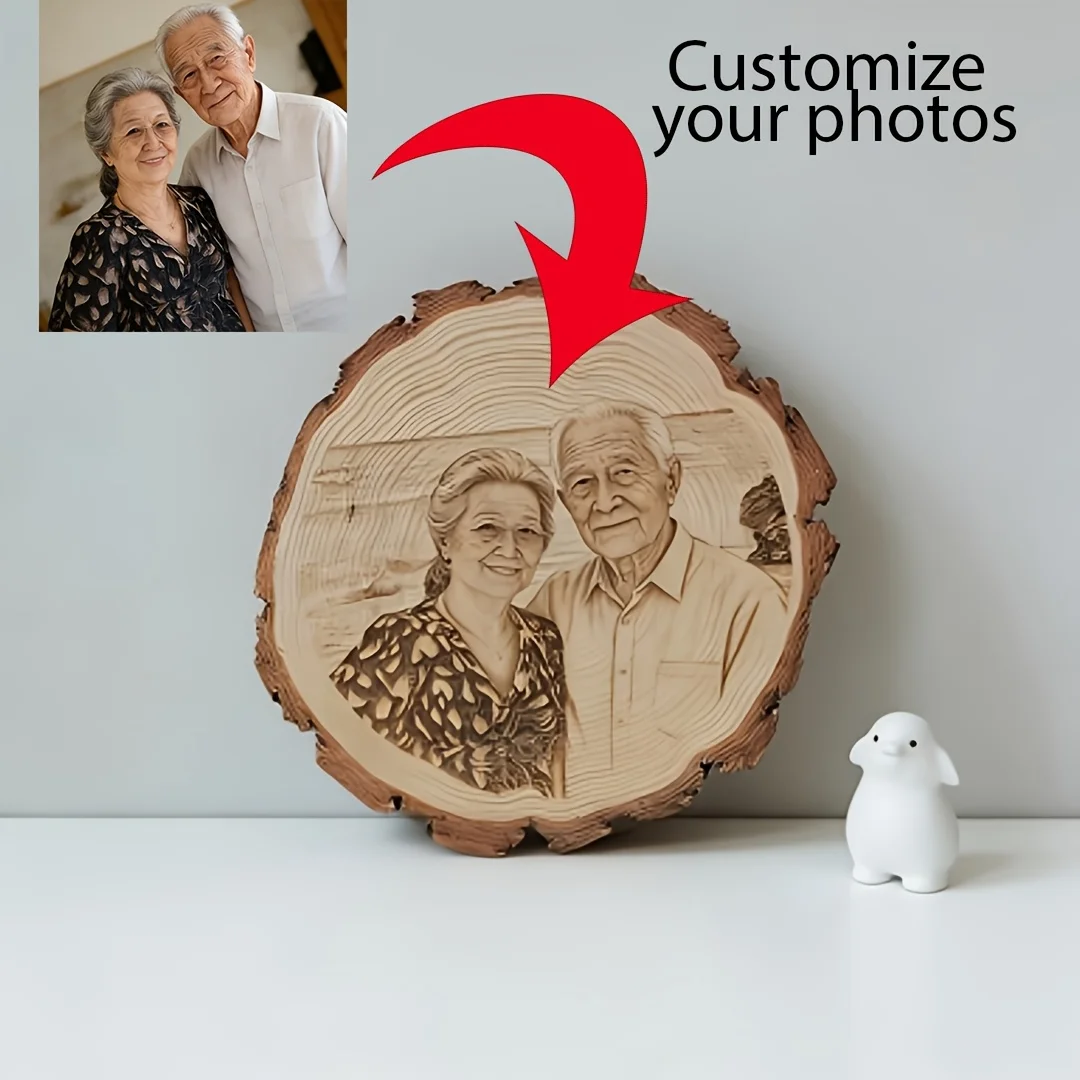 Vintage Holz-Fotoornament Personalisierte Individuelle Bilddekoration für Gruppen- & Einzelfotos Gedenkgeschenke für Feiertage – Detail 6
