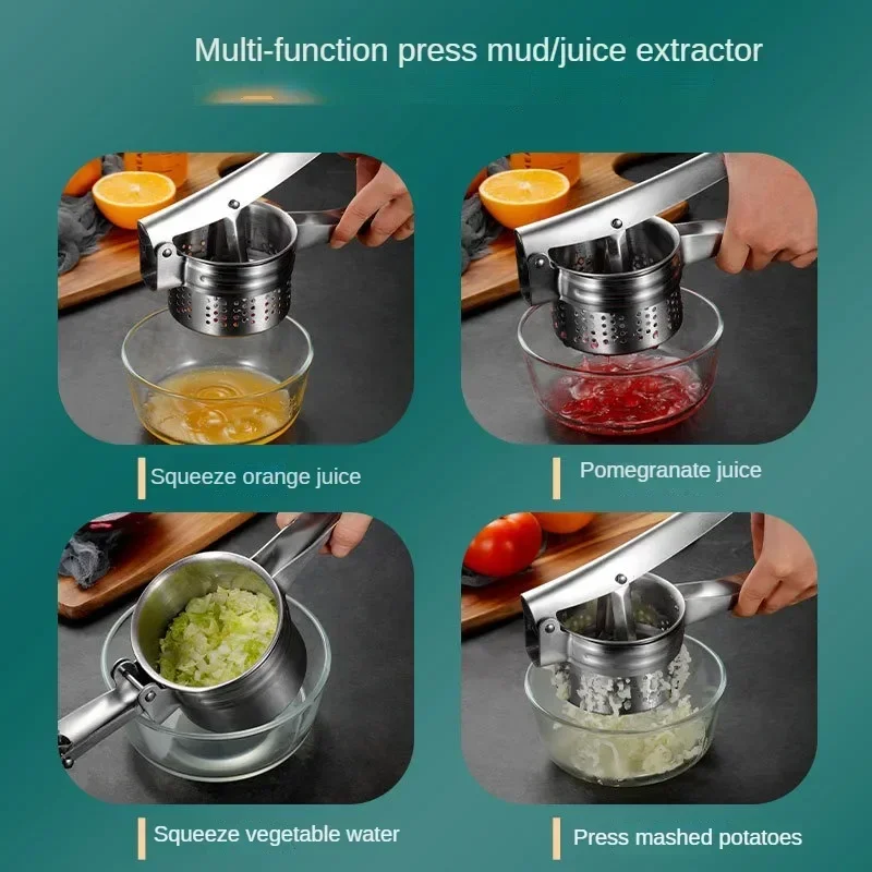 Masher Ricer Press Mashed Potatoes Stainless Steel Crushing Puree Fruit Vegetable SqueezerJuicer Press Maker Kitchen Tools