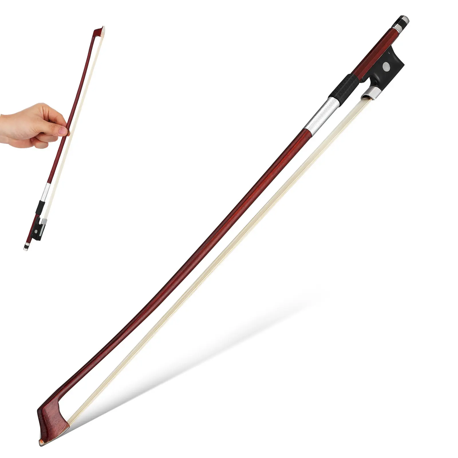 Wooden Violin Bow Handmade Balanced Professional Replacement for Violin Players Musical Accessory