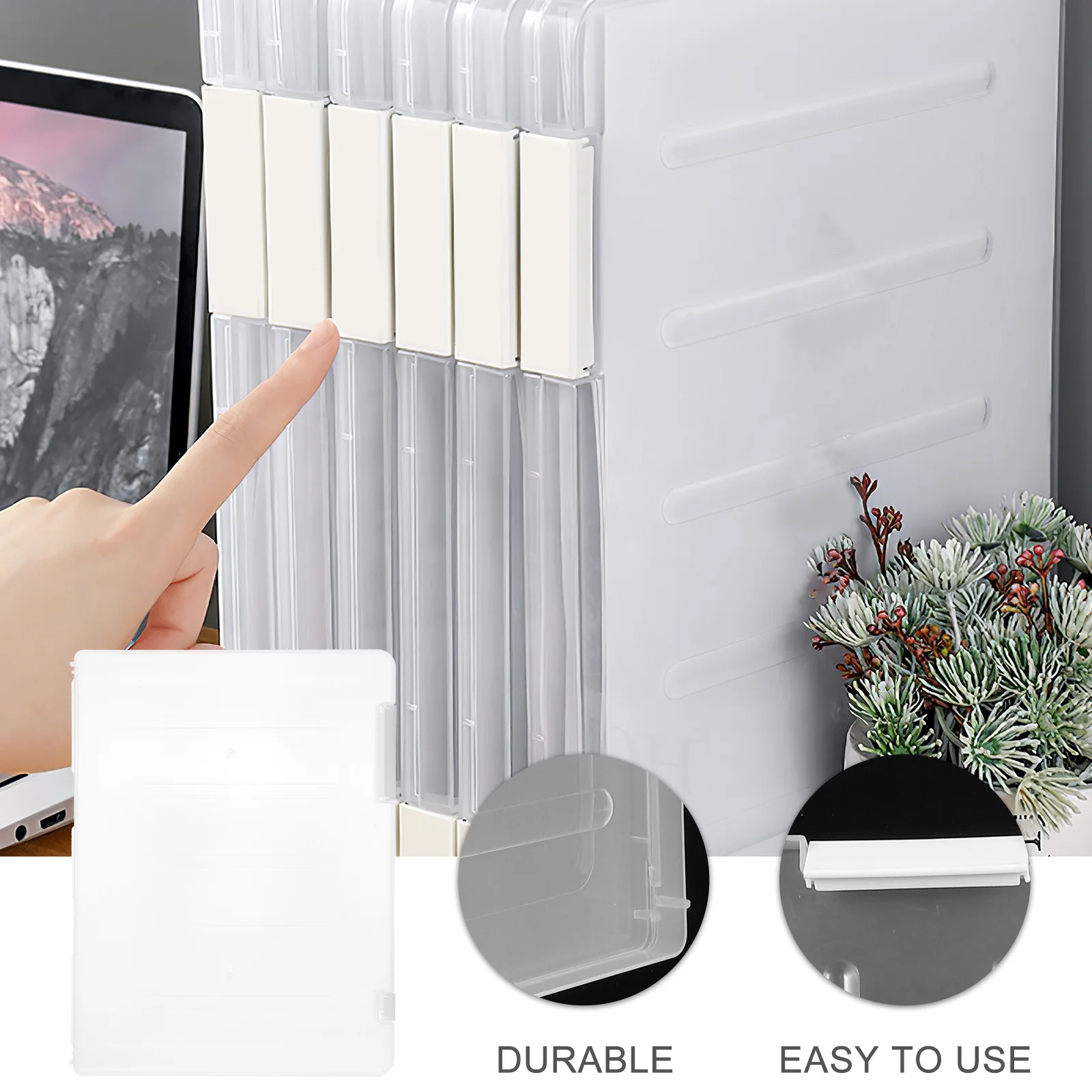 صندوق منظم الملفات الورقية الشفاف مقاس A4 لشهادات إيصالات المستندات وحامل المستندات المكتبي المحمول وخفيف الوزن #6