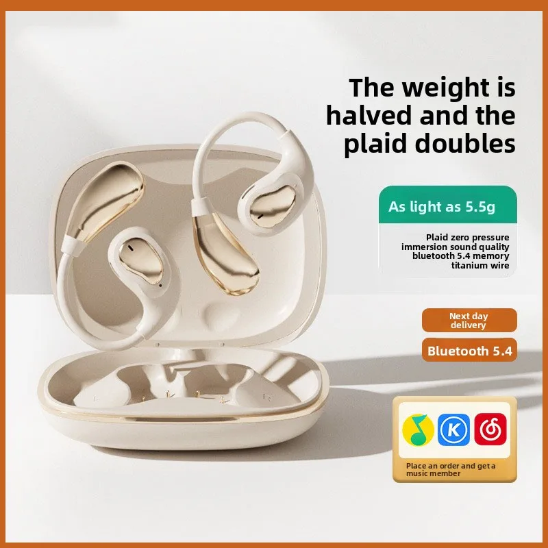 2025 신제품 골전도 헤드폰, 장시간 착용 가능, 통증 없음, 스포츠 이어훅 블루투스 헤드폰, 완전 무선