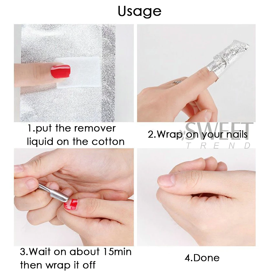 50/100pzas Removedor de aluminio con algodón para uñas, para quitar esmalte, limpieza, herramientas de manicura 6
