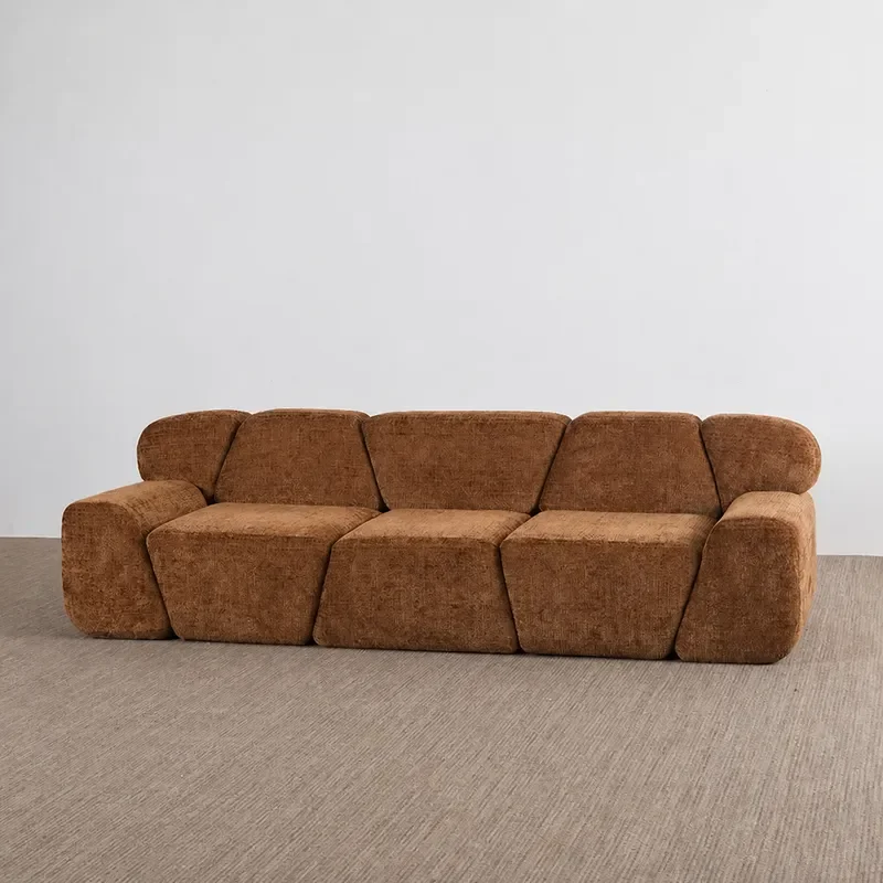 Medieval Style Large Fabric Three Seater Sofa Modern Studio Module Combination Straight Row Reception Couch for Living Room