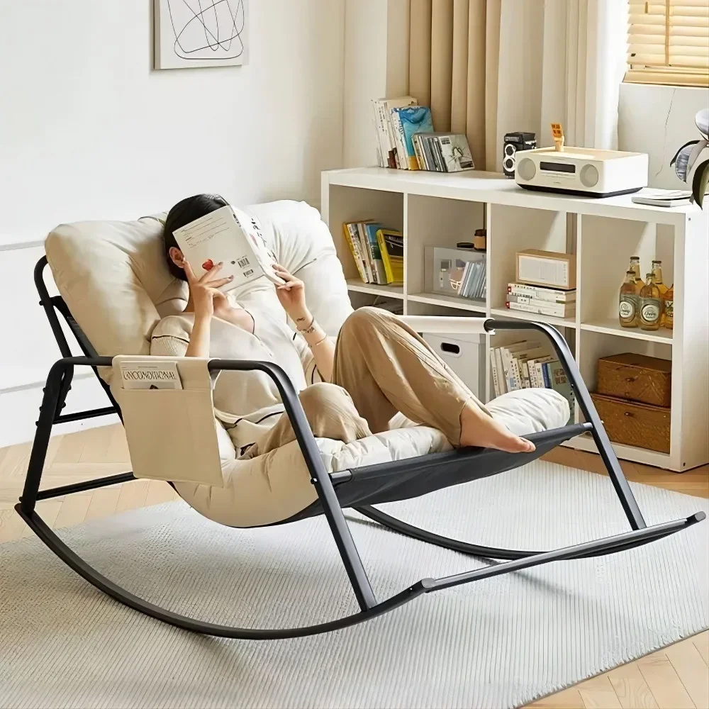 Nordic Double Rocking Chair Luxury Lounge Chair Balcony Lazy Sofa Detachable Sun Recline Living Room Light Ergonomic Deckchair