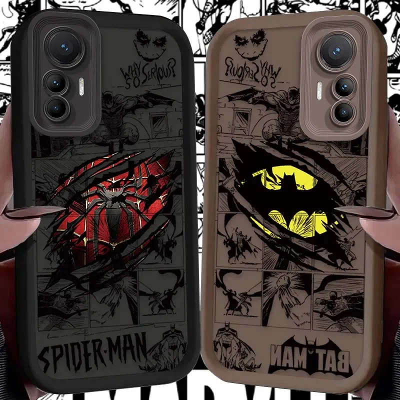 Marvel Spider Man Batman Case for Xiaomi 14T 13T 12T 11T 13 12 11 Lite 5G NE POCO X6 X5 F6 F5 F3 X4 GT X3 NFC M5S C65 M6 Pro 4G