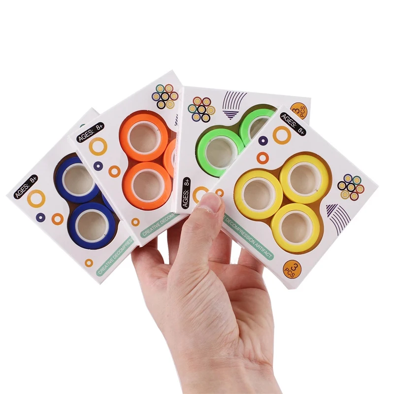 3Pcs Finger Magnetic Rings Fidget Toys For Anxiety Gadget Antistress ADHD Anti Stress Juguetes Para El Estres Y Ansiedad