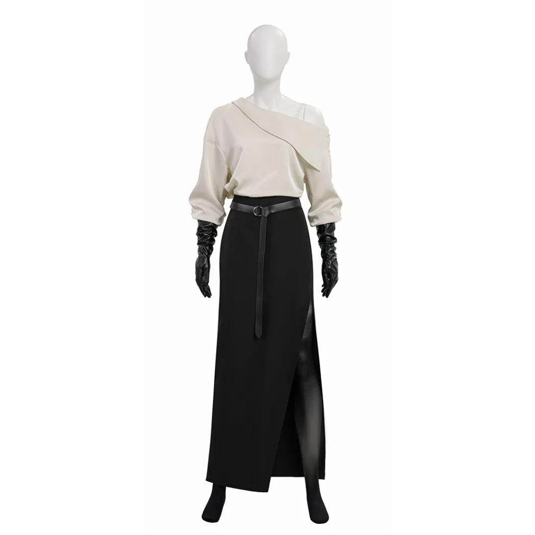 

Resident 9 Grace Ashcroft Cosplay Costume Halloween Black Movie Set Suit with Shirt Skirt Pants Women Outfits Halloween Party