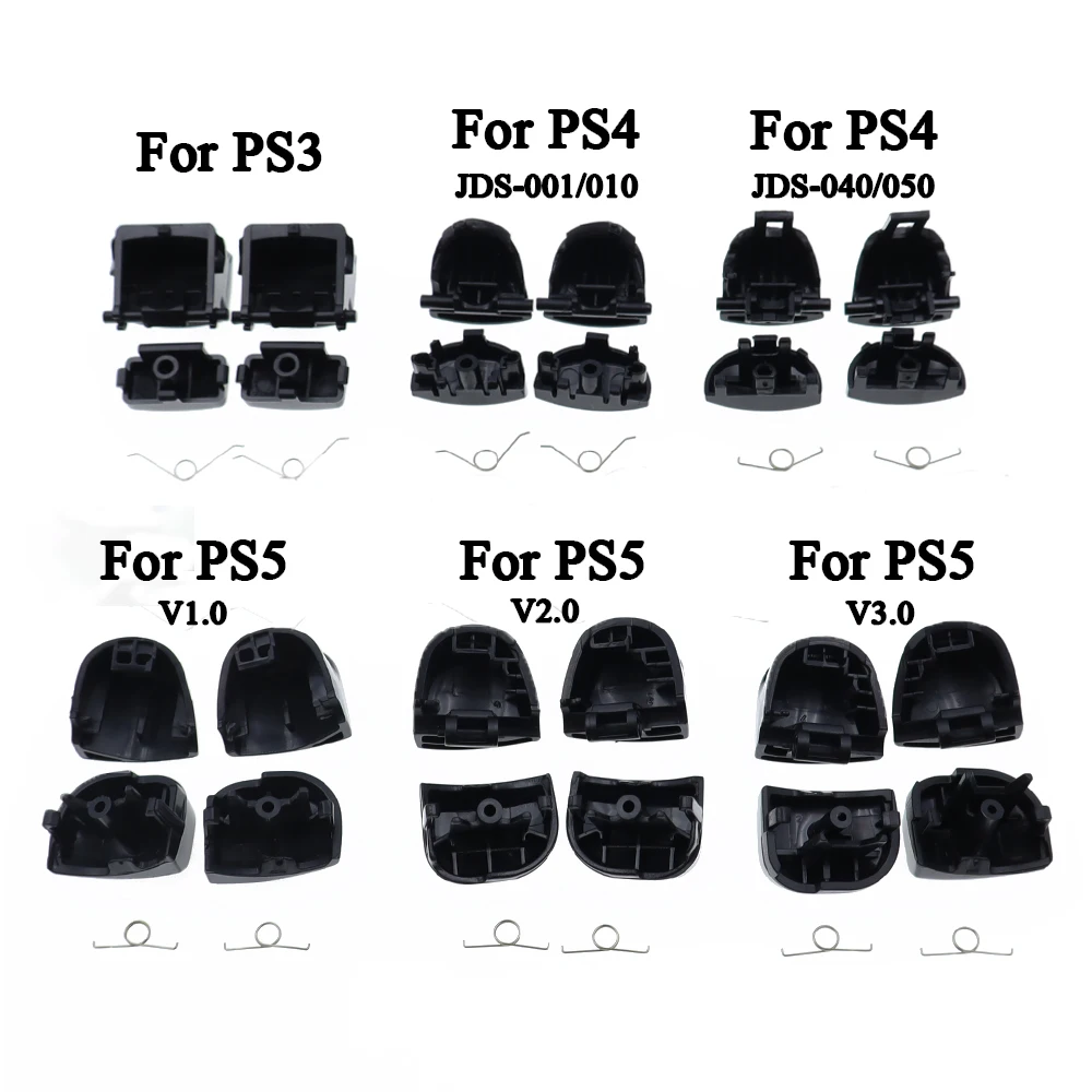 PS3 PS4 Pro Slim PS5 컨트롤러 게임 키용 블랙 1세트 (스프링 포함) 교체용 R1 L1 R2 L2 트리거 버튼