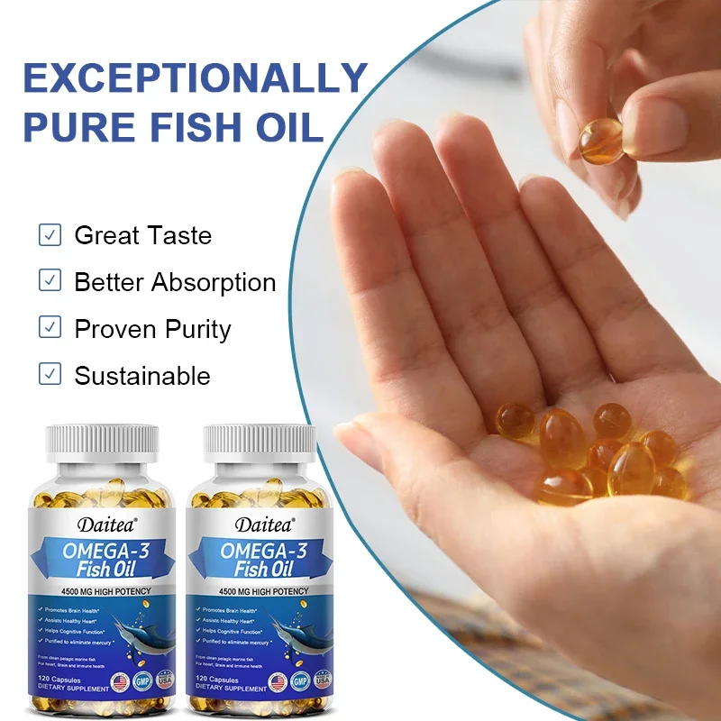 Fish Oil Omega 3 EPA & DHA 4500mg - Immune & Heart Supporting Fatty Acids - Promotes Immunity, Joint, Eye, Brain & Skin Health