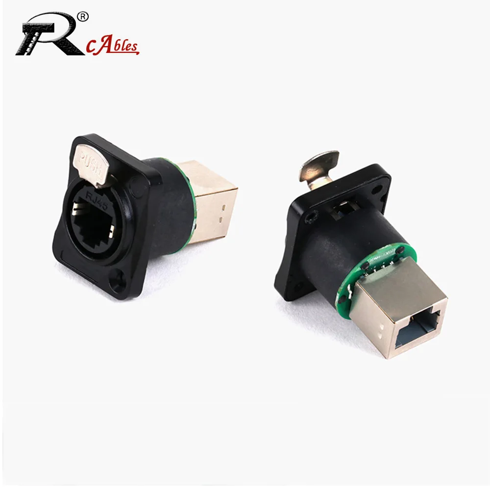 1pc 180° RJ45 Network Connector 8P8C Female Panel Mount Sockets RJ45 CAT5/5E Ethernet Network Extension Straight Adapter