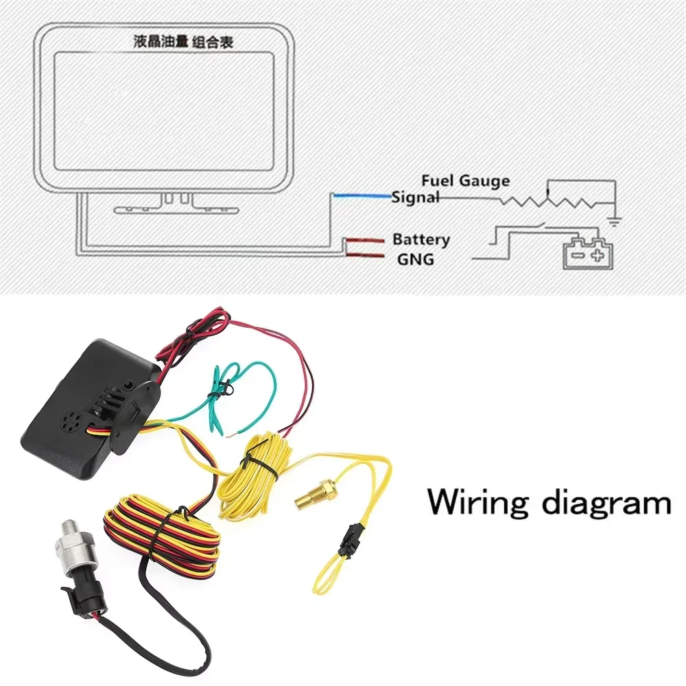 3-in-1 Universal Auto 12V/24V LCD Digital LKW Auto Öldruck Spannung Wassertemperatur Kombinationsanzeige mit 1/8 NPT Sensoren – Detail 28