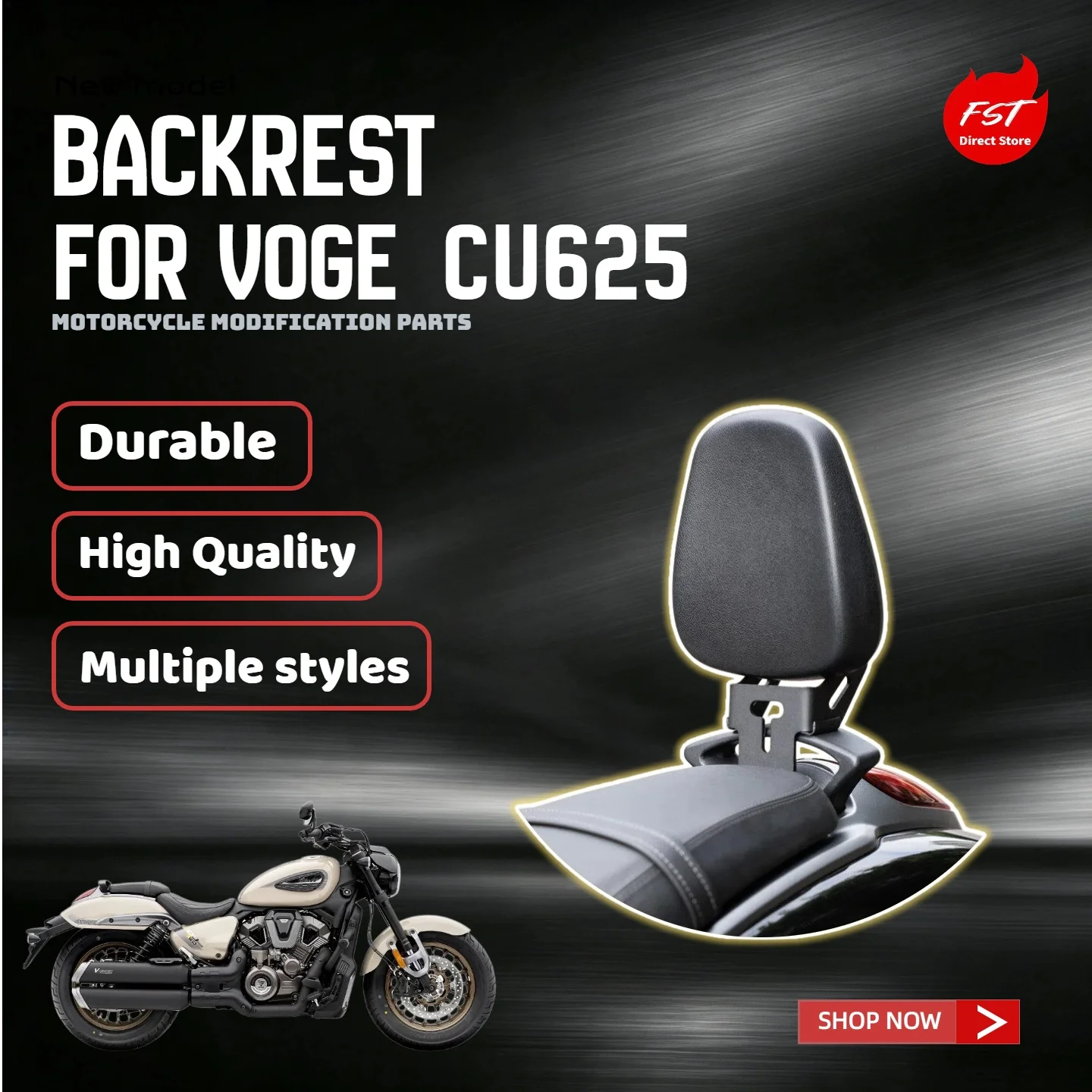 For VOGE CU625 Motorcycle Special Rear Passenger Backrest Comfort Cushion Modification Parts
