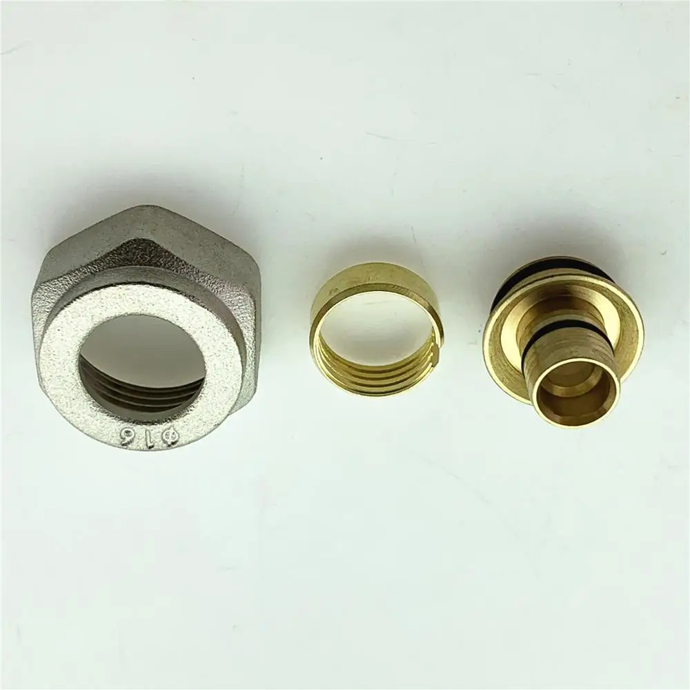 Juntas de calefacción de suelo, accesorio de junta de latón, colector de agua geotérmico, subcuenca, 12/16mm