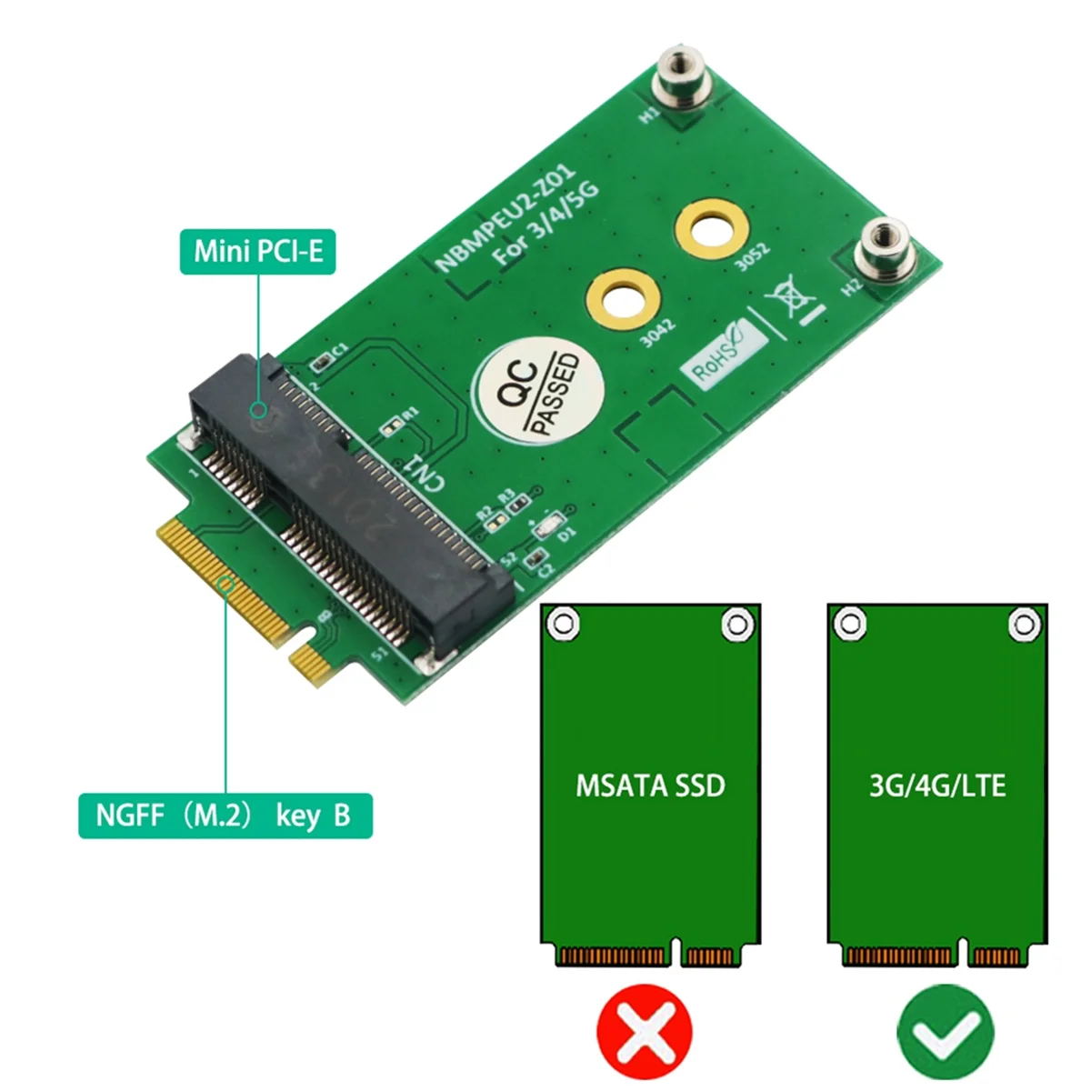 بطاقة محول لاسلكي لـ pci-e MPCIE الصغيرة ، NGFF M.2 B واجهة رئيسية ، وحدة GSM ، لا بطاقة SIM نانو ، 5G ، 4G ، 3G