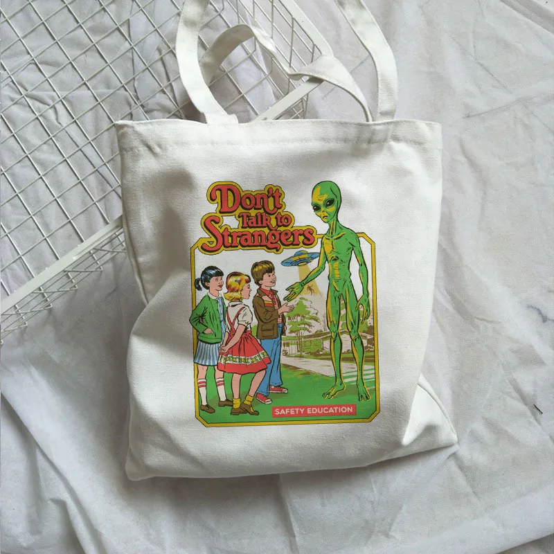 

Ulzzang Fun Evil Cartoon женская сумка парусиновая сумка на плечо экологически чистая большая вместительная портативная сумка для покупок для отдыха большая сумка