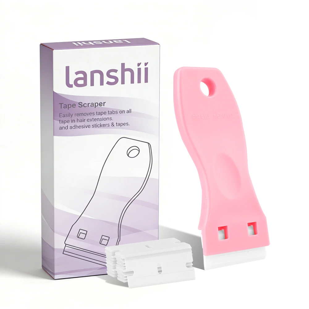 

Скребок для снятия наращенных волос Lanshii с 10 сменными лезвиями – безопасное удаление клея без царапин для салонов и дома