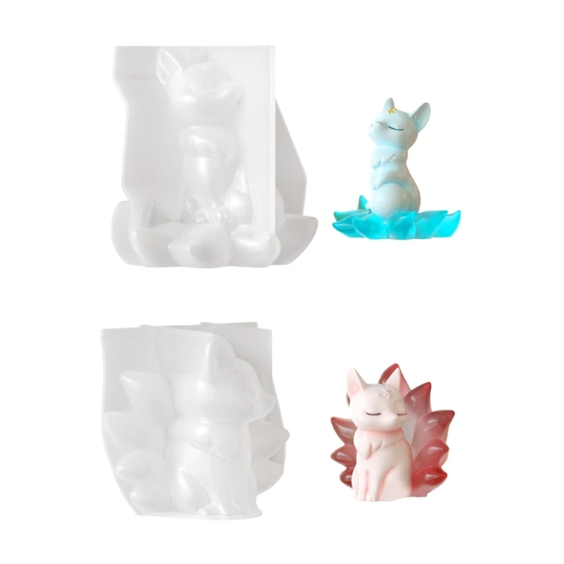 367C Reusable Silicone Mold Foxes Crafting Moulds Figurine Molds for Ornament