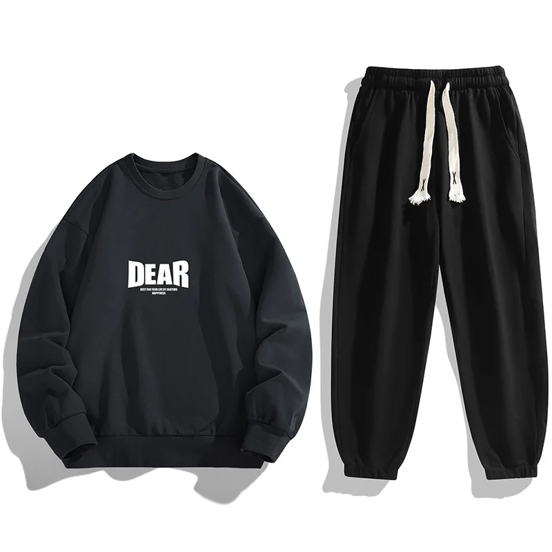 العصرية الرجال عارضة البلوزات المطبوعة السراويل مجموعة ربيع الخريف جديد Sle طويل Sve الشباب السراويل الطويلة Faion الرياضية #4