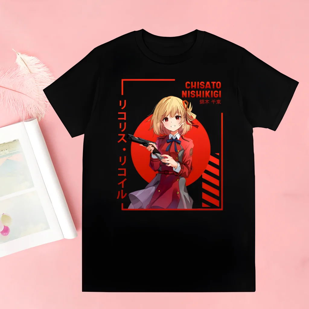 Lycoris Recoil Majima Chisato Nishikigi Takina Men Women T-shirt Tops Crew Neck Fitted Soft Anime Manga Tshirt Tee Shirt T-shirt