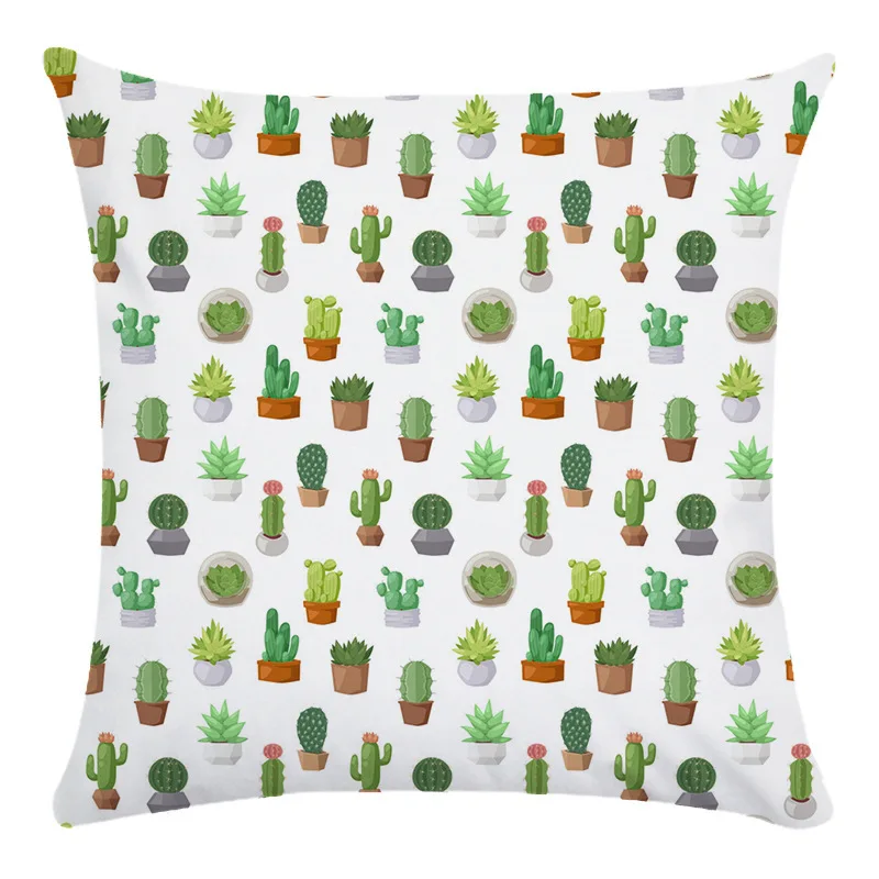 

Green Cactus Pillow Case Tropical Plant Pillowcase for Pillow Interior for Home Decor Sofa Bed Chair Soft Pillow Cover 45x45 Cm