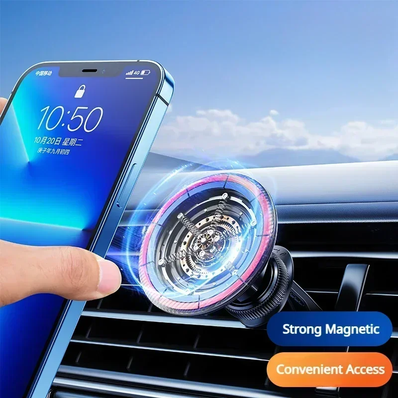 Eary Magnetic Phone Holder for Car 360°Rotation Air Vent Shock Absorption Phone Mount Fit All iPhone 16 15 Pro Max Samsung S25