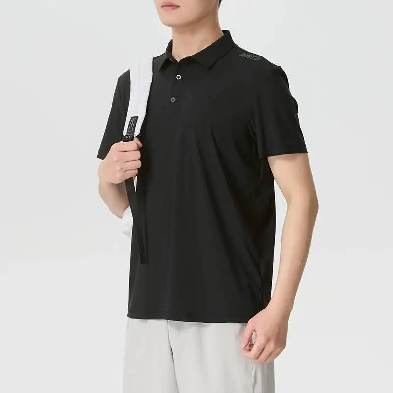 SKECHERS Men Quick Dry Short Sleeve Polo Shirts Breathable Mesh Collared Tee Solid Black Golf Athletic Casual Top P226M203-03K8
