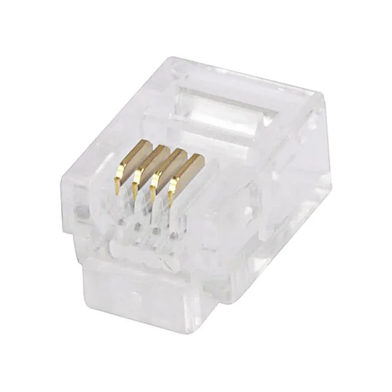 50PCS RJ11 6P4C Connector 4Pin Modular Plug Male For Telephone Cable