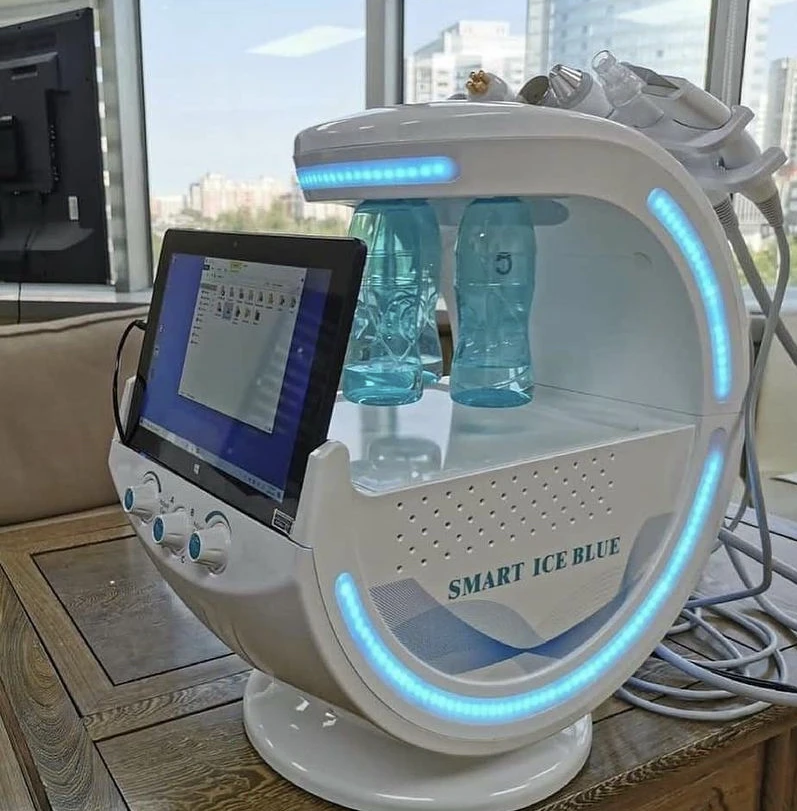 Smart Ice Blue 7-in-1 Facial Skin Analysis Machine Ultrasonic Rejuvenation Water Microdermabrasion Facial Machine