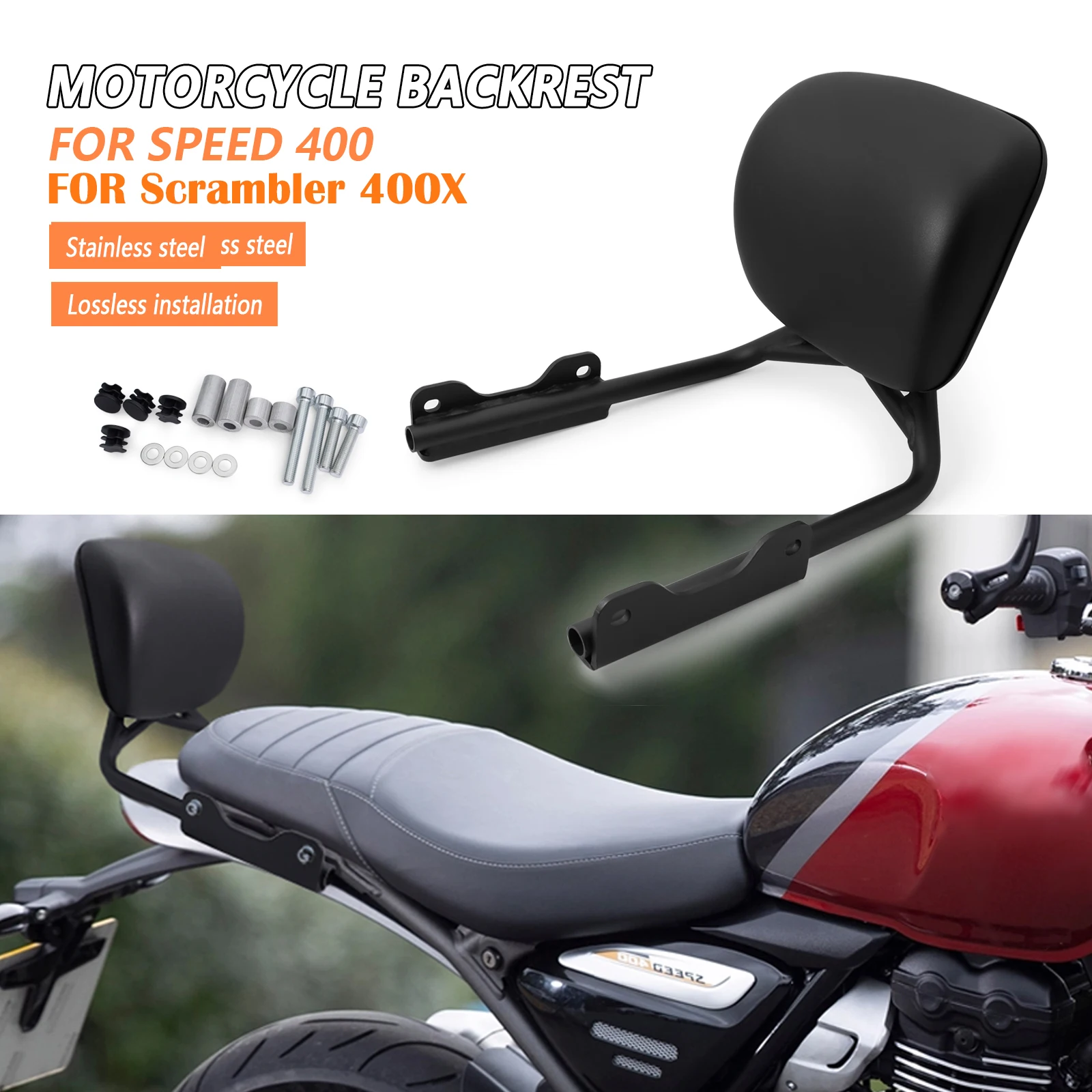 Motorcycle passenger backrest adjustable backrest bracket Accessories For Speed ​​400 Speed400 Scrambler 400X 400 X 2024-2025