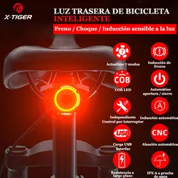 X-Tiger Smart Bike Tail Lights Auto On/Off Sensor Waterproof Bike Lights for Night Riding Ultra Bright Led Bicycle Rear Lights