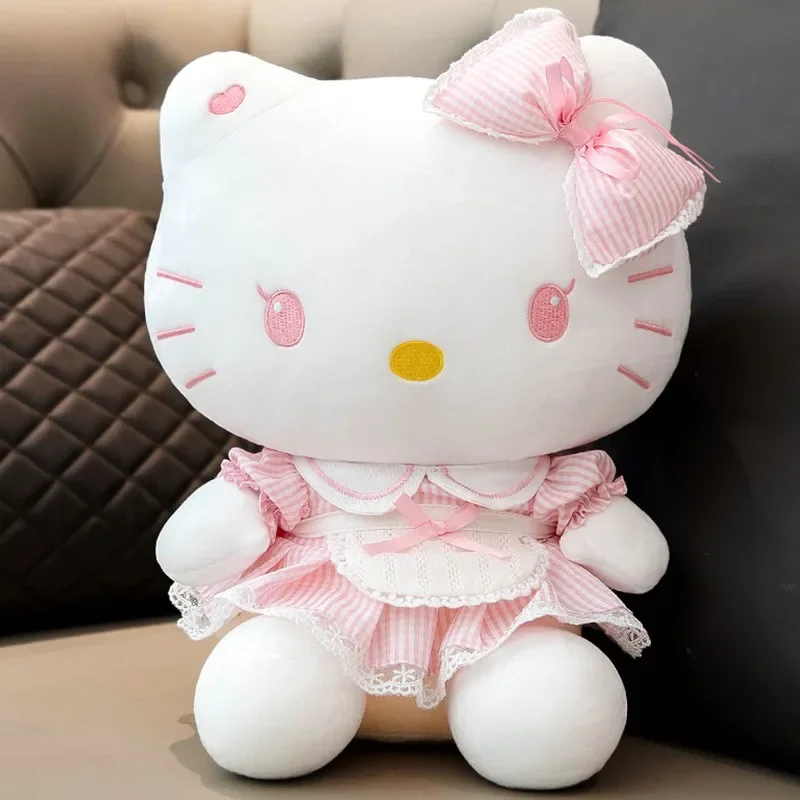 80cm Big Size Hello Kitty Anime Stuffed Plushies Doll Cute Lolita Kt Cat Soothing Doll Soft Plush Cushion Girl Holiday Gift