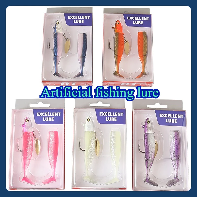 バイオニックベイト 海釣り用餌 暗闇で光るTテール鉛ソフトベイトセット 9.5cm20g シングルフック シミュレーションベイト