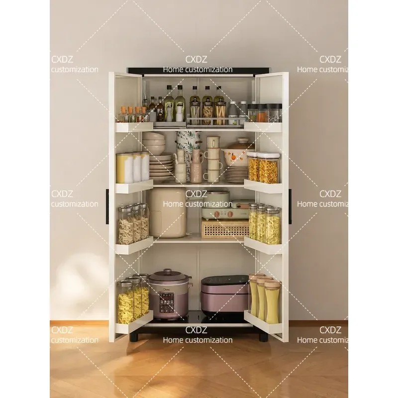 Simple Side Cabinet Locker Large Capacity High Cabinet Integrated Against Wall Household Kitchen Steel Moisture Proof Storage