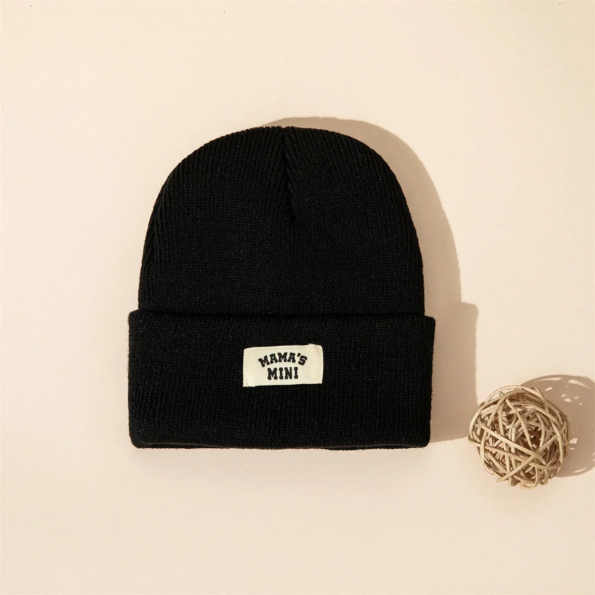 1pc Autumn/Winter Solid color Children's knitted hat Baby warm cowl Cute letter Label Hat Boys Girls skullcap - a gift for kids