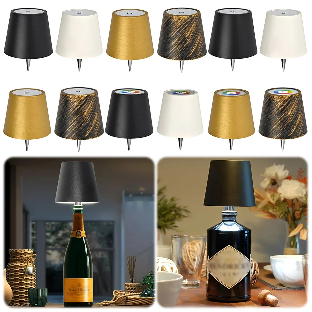 Metal Dimmable Bottle Lamp LED Table Lamp Rechargeable 2000mAh Pridola Bottle Lamp Stepless Dimming for Parties Bars Restaurants