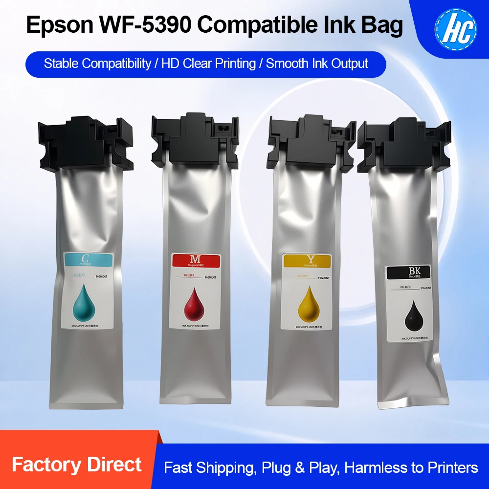 For Epson WorkForce WF-C5890 and WF-C5390 printer ink bag compatible with Epson WorkForce office equipment, chip not included.