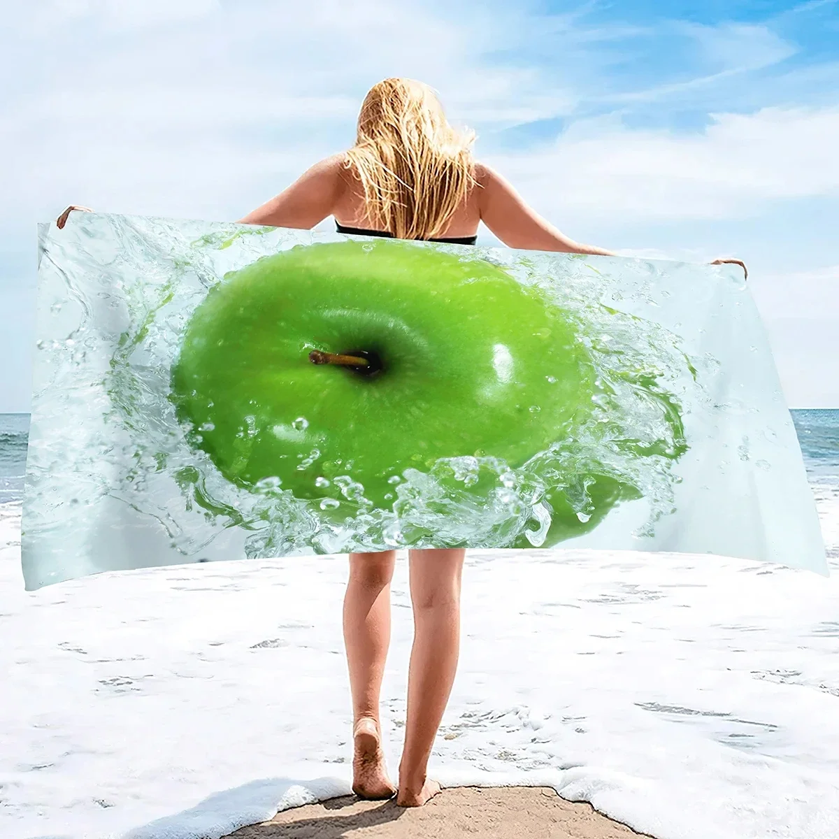 Cute Apple Beach Towel Microfiber Cartoon Fruit Bath Towel Quick Dry Sand Free Towels For Swimming Pool Beach Yoga Travel Sport
